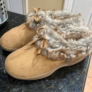 Kooba Faux-Fur Trim Slip-On Slipper Clog - Tan